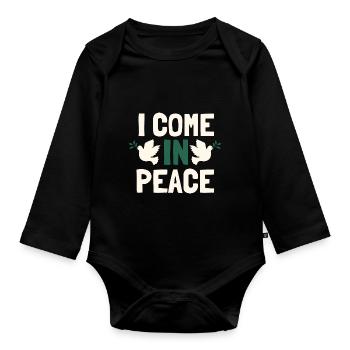 I come in peace im peace couples - Baby Bio-Langarm-Body - Schwarz - Vorne