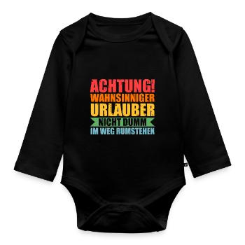 Sommerurlaub Urlauber Urlaub - Baby Bio-Langarm-Body - Schwarz - Vorne
