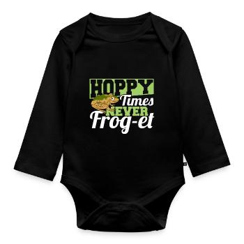 Hoppy Times Never Frog et Funny Herpetologist Toad - Organic Longsleeve Baby Bodysuit - black - Front
