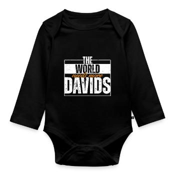 The World Needs More Davids - Organic Longsleeve Baby Bodysuit - black - Front