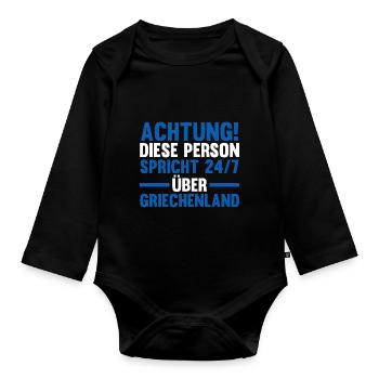 Griechen Grieche Griechenland - Baby Bio-Langarm-Body - Schwarz - Vorne