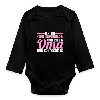 Großmutter Oma - Baby Bio-Langarm-Body - Schwarz - Vorne