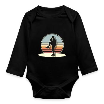 Baseball - Organic Longsleeve Baby Bodysuit - black - Front