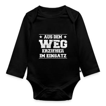 Aus dem Weg Erzieher im Einsatz Design - Baby Bio-Langarm-Body - Schwarz - Vorne