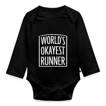 Worlds Okayest Runner Weltweit okayester Läufer - Baby Bio-Langarm-Body - Schwarz - Vorne