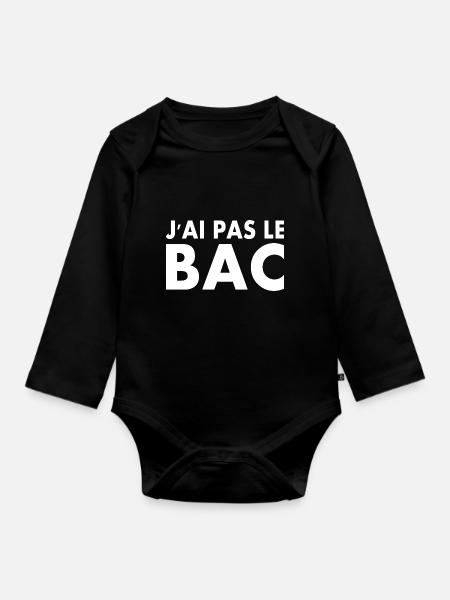 j'ai pas le bac - Body Bébé bio manches longues - noir