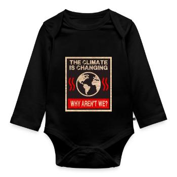 Climate change - Organic Longsleeve Baby Bodysuit - black - Front
