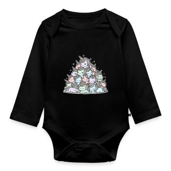 Einhhorn Haufen Lustig - Baby Bio-Langarm-Body - Schwarz - Vorne