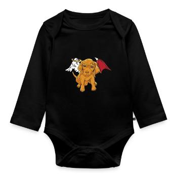 Dog Pets Angel Devil Wings Dogs Devilish - Organic Longsleeve Baby Bodysuit - black - Front