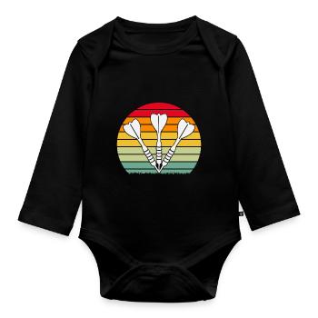 Lustige Darts und Dart Geschenke für Dartspieler - Baby Bio-Langarm-Body - Schwarz - Vorne