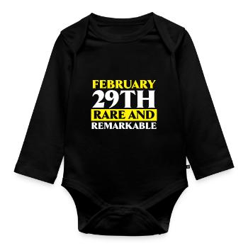 Happy Birthday Schaltjahr 29. Februar Schalttag - Baby Bio-Langarm-Body - Schwarz - Vorne