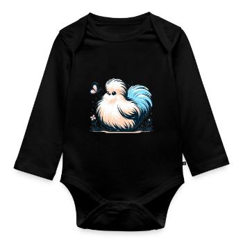 Silkie Chicken Fluffy Chicken Silkies - Baby Bio-Langarm-Body - Schwarz - Vorne