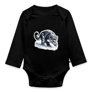 Schneeleopard Leopard Weißer Leopard - Baby Bio-Langarm-Body - Schwarz - Vorne