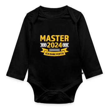 Master 2024 Master bestanden Master Abschluss Gesc - Baby Bio-Langarm-Body - Schwarz - Vorne