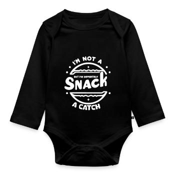 I'm not a snack but definitely a catch - Organic Longsleeve Baby Bodysuit - black - Front