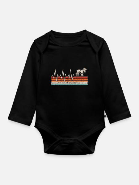Cocker Spaniel Heartbeat - Organic Longsleeve Baby Bodysuit - black