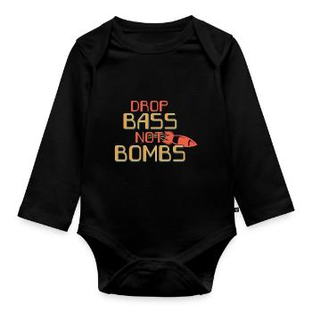Drop Bass Not Bombs Motif de mélomane - Body Bébé bio manches longues - noir - Devant
