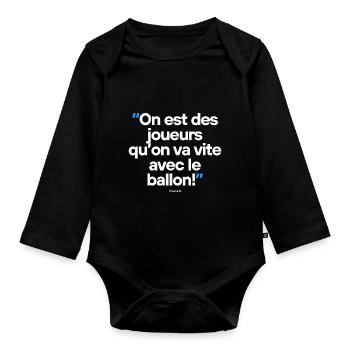 Citation célèbre footballeur - Body Bébé bio manches longues - noir - Devant