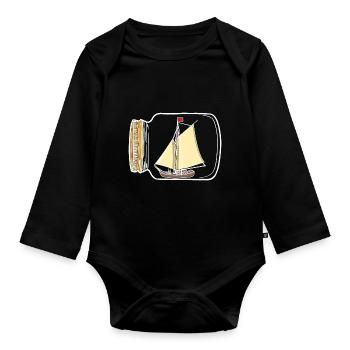 Voilier, Marin, Nautique, Côte, Yacht, Bateau - Body Bébé bio manches longues - noir - Devant