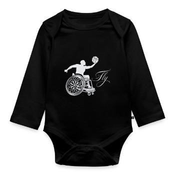Cadeau de basketball en fauteuil roulant - Body Bébé bio manches longues - noir - Devant