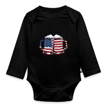 4 juillet Couleurs nationales Fête nationale des États-Unis - Body Bébé bio manches longues - noir - Devant