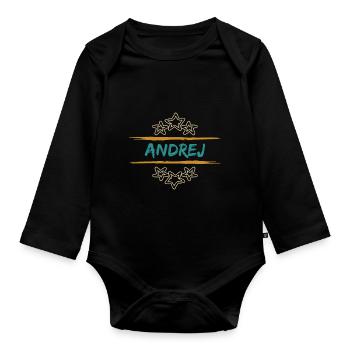 Geschenk für Andrej - Baby Bio-Langarm-Body - Schwarz - Vorne