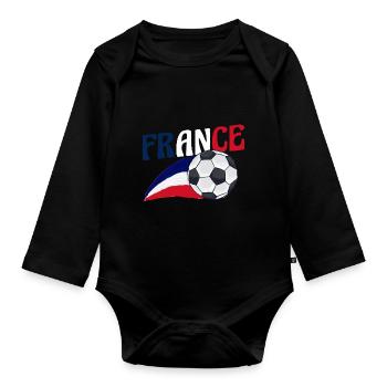 Français Français France - Body Bébé bio manches longues - noir - Devant