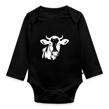 Kuhbauer Lustiger Bauernhof Kühe Tierfarm - Baby Bio-Langarm-Body - Schwarz - Vorne