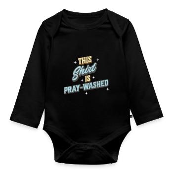 Cette chemise est délavée à la prière drôle - Body Bébé bio manches longues - noir - Devant
