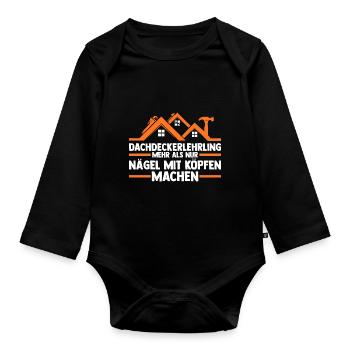 Roofing training apprentice Auzbi roofer - Organic Longsleeve Baby Bodysuit - black - Front