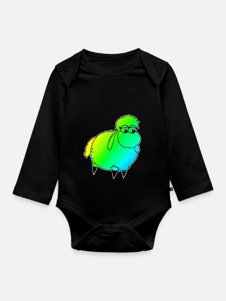 Wolly Sheeeepling Retro wave - Baby Bio-Langarm-Body - Schwarz