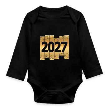 2027 - Organic Longsleeve Baby Bodysuit - black - Front