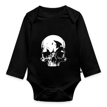 Totenschädel - der Klassiker - Baby Bio-Langarm-Body - Schwarz - Vorne