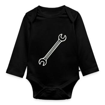 Wrench - Organic Longsleeve Baby Bodysuit - black - Front