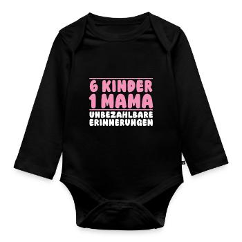 Mama Von 6 Kindern - Baby Bio-Langarm-Body - Schwarz - Vorne