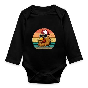 Poules Poule - Body Bébé bio manches longues - noir - Devant