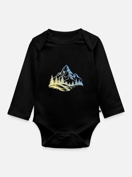 Berge Natur - Baby Bio-Langarm-Body - Schwarz