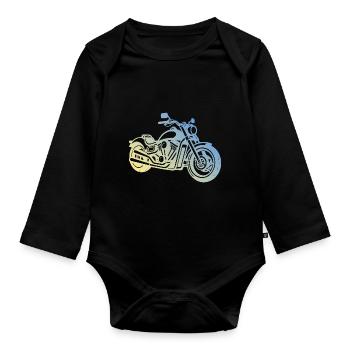 Motorcycle Biker - Organic Longsleeve Baby Bodysuit - black - Front