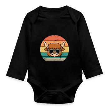 Büffel Rind Ochsen - Baby Bio-Langarm-Body - Schwarz - Vorne