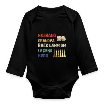 Backgammon Spiel - Baby Bio-Langarm-Body - Schwarz - Vorne