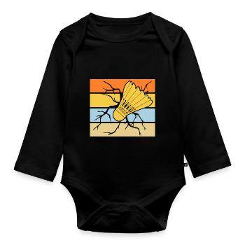 Federball Badminton - Organic Longsleeve Baby Bodysuit - black - Front