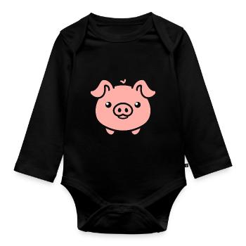 Schwein - Baby Bio-Langarm-Body - Schwarz - Vorne