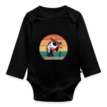 Hühner Hahn Perlhuhn - Baby Bio-Langarm-Body - Schwarz - Vorne