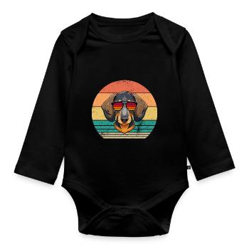 Hund Dackel - Baby Bio-Langarm-Body - Schwarz - Vorne