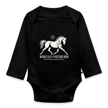 Beininnenseite bis Zügelaußenseite - Baby Bio-Langarm-Body - Schwarz - Vorne
