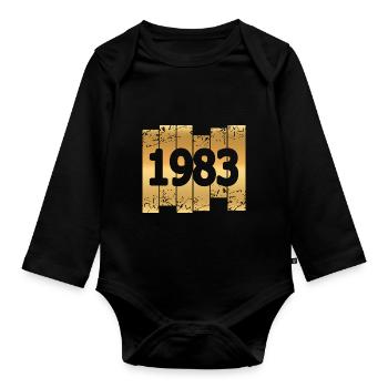 1983 - Organic Longsleeve Baby Bodysuit - black - Front