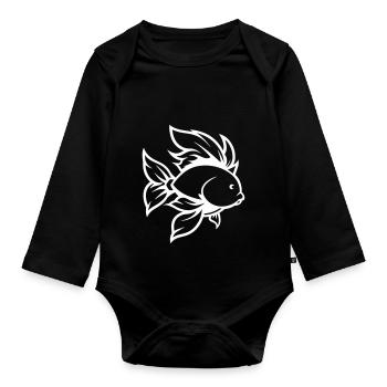 goldfish - Organic Longsleeve Baby Bodysuit - black - Front