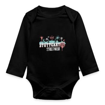Stuttgart Skyline City Germany Graffiti Art - Organic Longsleeve Baby Bodysuit - black - Front