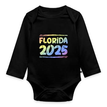 Florida 2025 Bunt - Baby Bio-Langarm-Body - Schwarz - Vorne