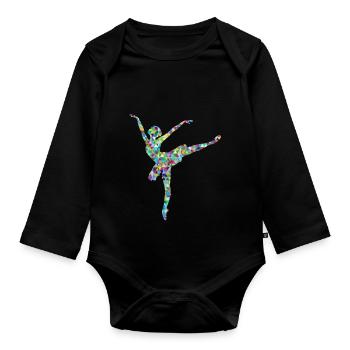 ballerina ballett dance dancer tanz taenzer yoga49 - Baby Bio-Langarm-Body - Schwarz - Vorne